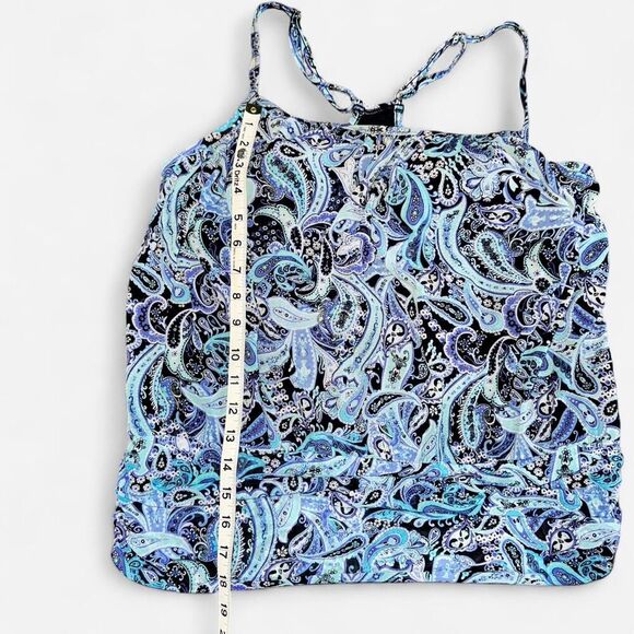 Blue Paisley Blouson Tankini Swimsuit Top with Adjustable Racerback Straps - Picture 5 of 8